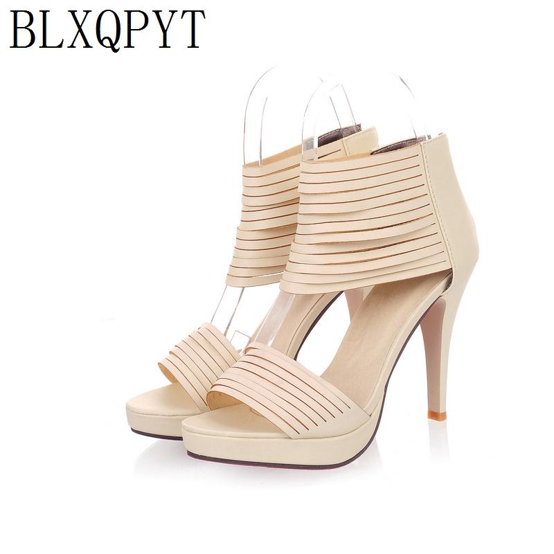 

BLXQPYT Time-limited Real Fashion Tenis Feminino Big Size 34- 43 Women Sandals Fashion Shoes High Heels 11CM Pumps Ladies A89, Beige