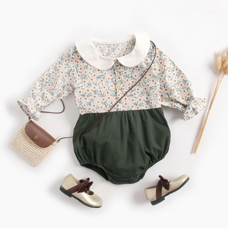 

0-3Yrs New 2020 Spring Autumn Newborn Baby Girls Floral Long Sleeve Clothes Rompers Baby Toddler Girls Triangle Jumpsuits1, Blue