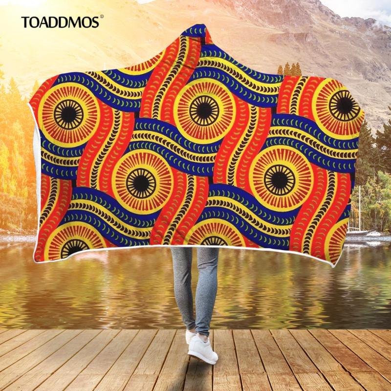 

TOADDMOS Plush Home Office Textile Hooded Blanket African Traditional Tribal Culture Design Fluffy Warm Wearable Throw Blankets