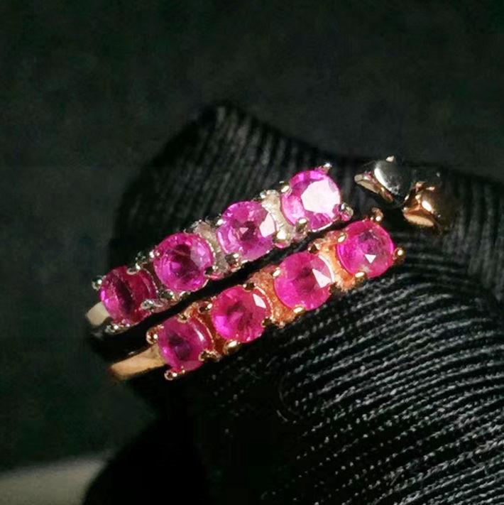 

Cluster Rings Per Jewelry Round Love Heart Ring Natural Real Ruby 0.15ct*4pcs Gemstone 925 Sterling Silver T206188, Golden;silver