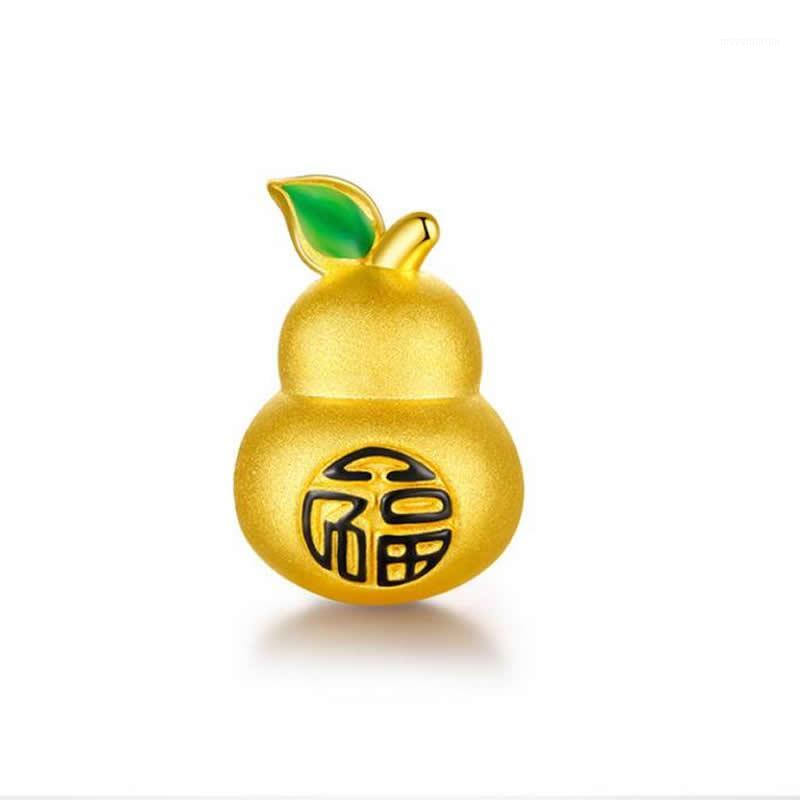 

New Arrival 24K Yellow Gold Bracelet Women 999 Gold 3D FU Gourd Bracelet1