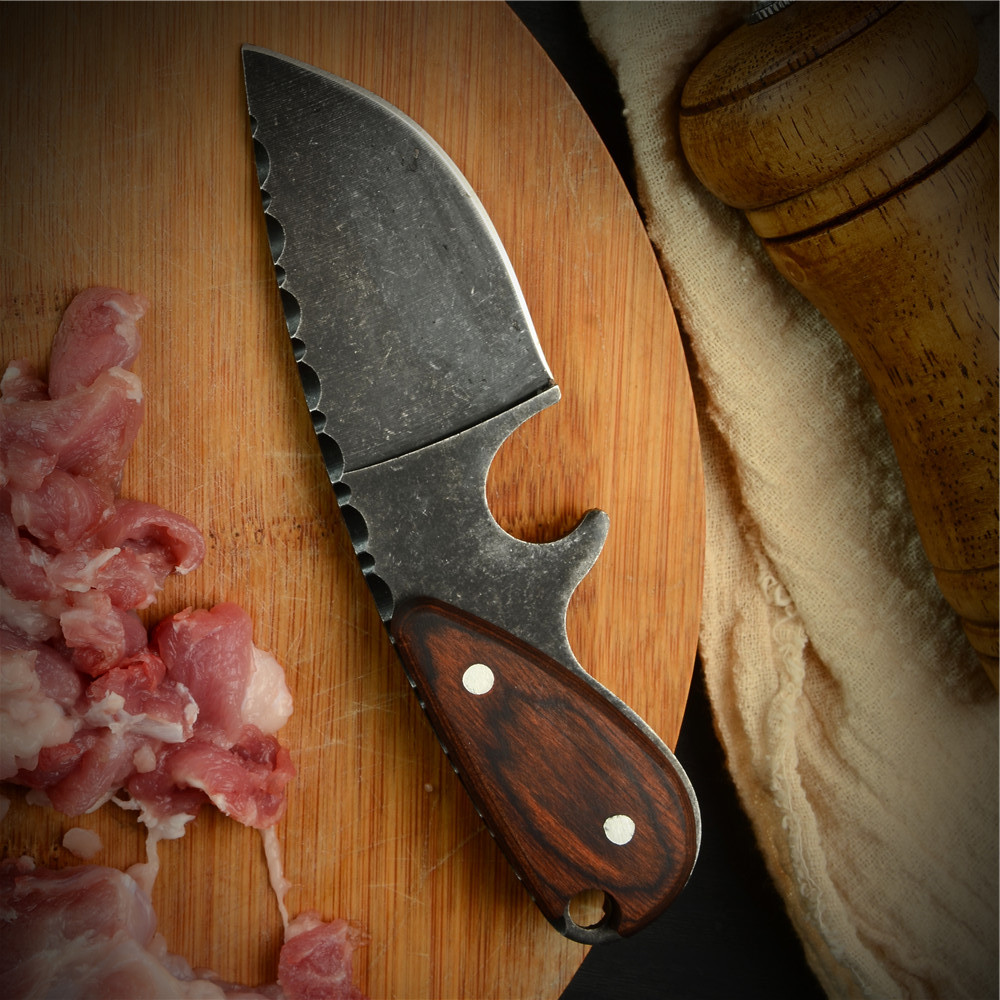 

Outdoor Camping Knife Pocket Keychain Knife Kitchen Small Mini Portable Black EDC Fixed Blade Utility Knife Accessories Crafts With Sheath