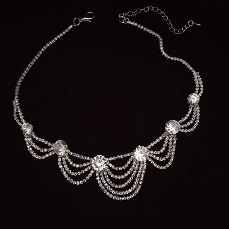 

Chokers TIMEONLY Delicate Shinning Rhinestones Multi Layered Choker Necklace Hollo Sweet Charm Necklaces Korean Style Jewelry For Women