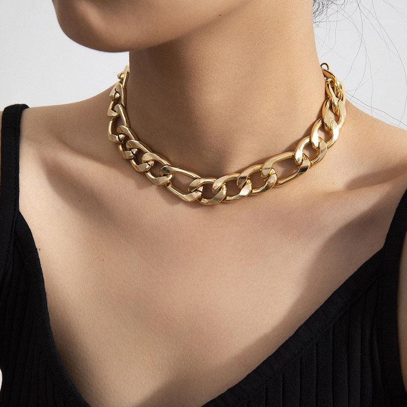 

Punk Aluminium Thick Chain Choker Necklace Women Simple Vintage Hiphop Geometric Neck Chocker Colar Necklace Jewelry XR32431