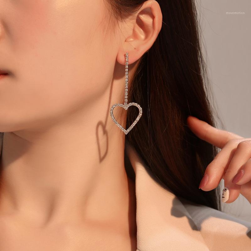

YWZIXLN Personality Geometric Heart Full Of Rhinestone Earrings Fashion Rectangle Jewelry Earring For Women Gift Wholesale E0661