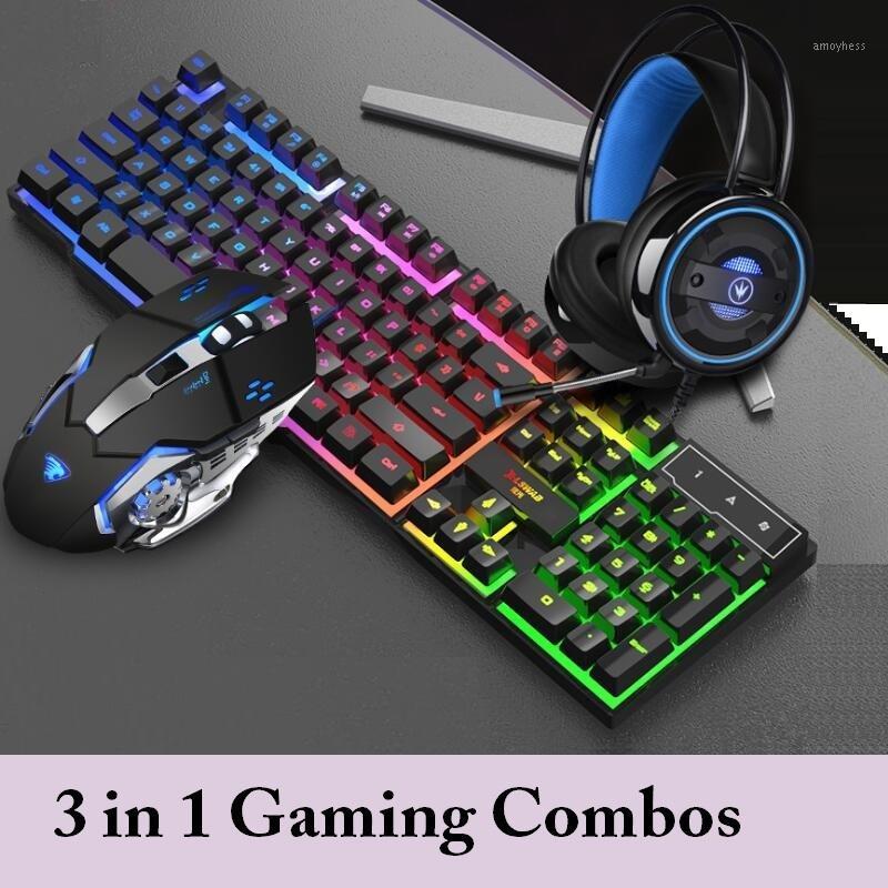 

3 in 1 Notebook PC Gaming Sets Colorful Backlit Keyboard Keyboard Illuminated Gaming Mice Headphone Desktop Backlight Headset1