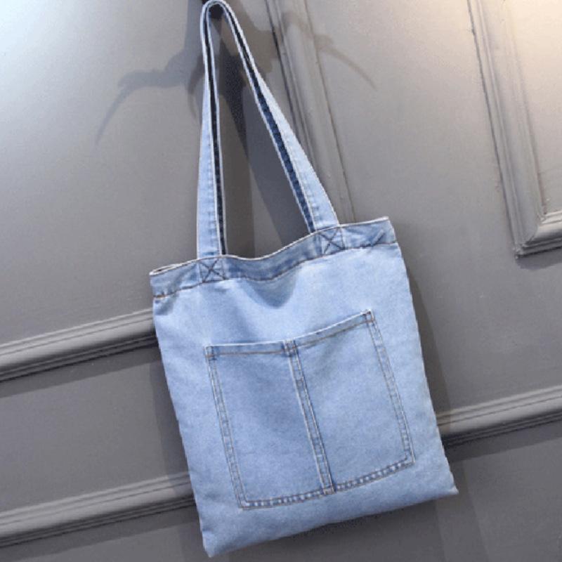 

Women's Bag 2021 New Large-capacity One-shoulder Bag Women's Casual Street Canvas Denim One-shoulder Shopping Handbag, Deep blue