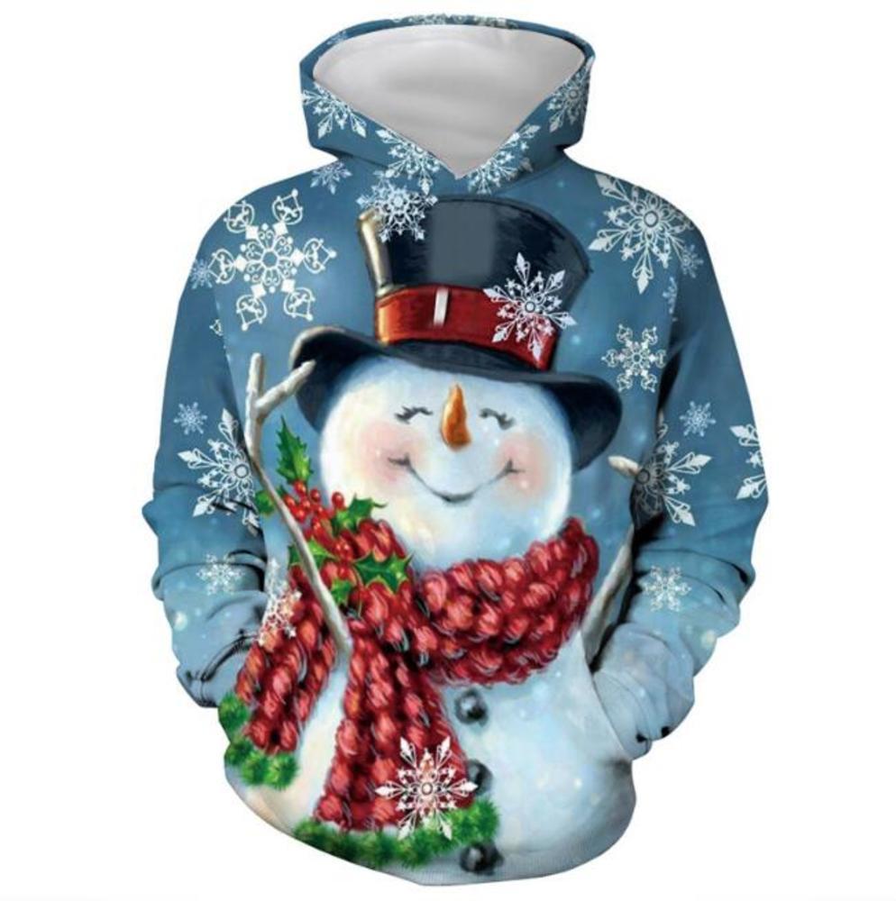 

2020 New Couple Sweater 3D Digital Print Christmas Snowman Hoodie Clothing