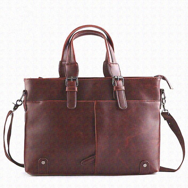 

Men Briefcase Vintage crossbody bags Best Leather Business Men's Handbags Casual Tote Bags Travel Laptop Messenger Bag1, Black