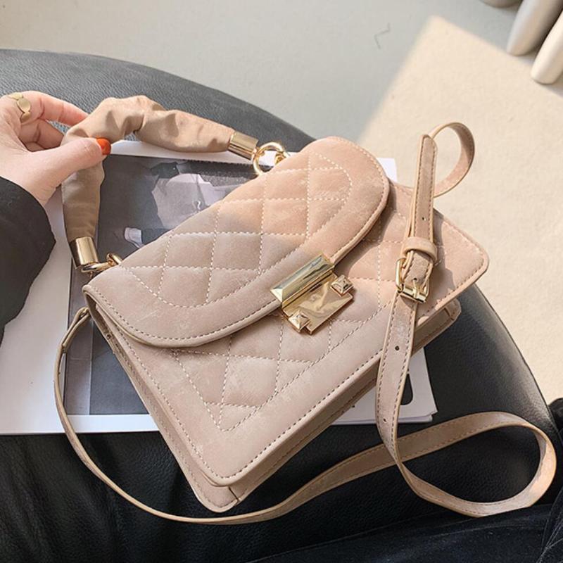 

Lattice Square Tote bag 2021 Fashion New High quality Matte PU Leather Women's Designer Handbag Lock Shoulder Messenger Bag, Black