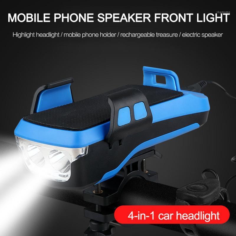 

4 In 1 Multi-function Bike Light 2* T6 LED USB Rechargeable Bike Headlight Phone Holder Horn 4000mah Power Bank Bicycle Lamp1