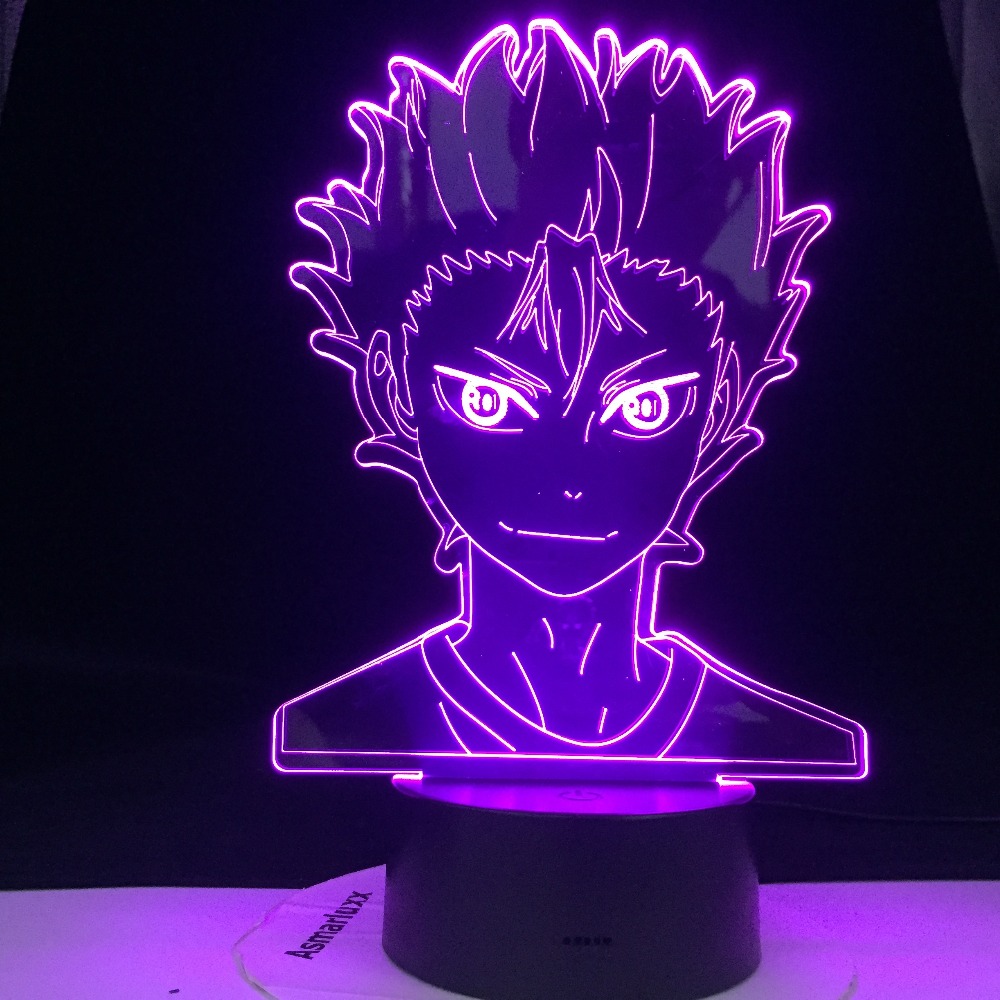 

Haikyuu Nishinoya Yuu Figure for Kids Child Bedroom Decor Nightlight Rgb Colorful Desk Led Night Light Manga 3D Lamp Anime Gift