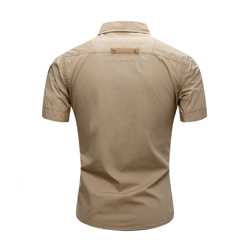 

2021 Men's Cargo New Fashion Summer 100% Solid Male Cotton Casual Shirt Plus Size Bmx9, Black