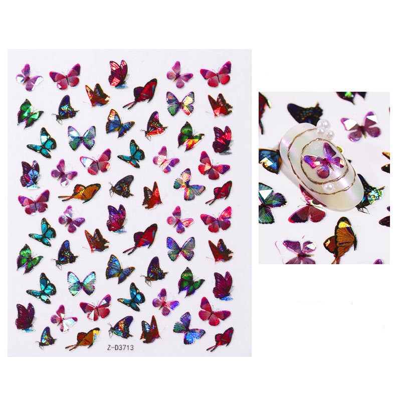 

Fashion Gradient Nail Sticker 3d Laser Multi Design Butterfly Type Womens Manicure Nails Decals Ladys Salon Party Decoration 1 3cd L2