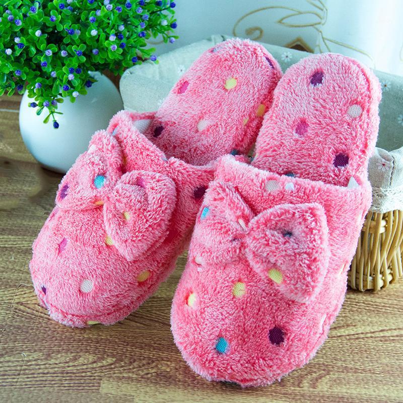 

Women's Slippers New Bow Slippers Ladies Cute Winter Warm Indoor Non-Slip Home Shoe House Zapatos De Mujer1, Blue