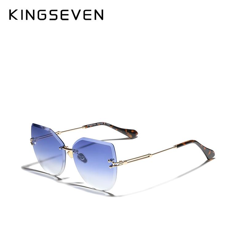 

Sunglasses KINGSEVEN 2021 Fashion Rimless Cat Eye Women Gradient Sun Glasses Vintage Brand Designer Shades Eyewear N807