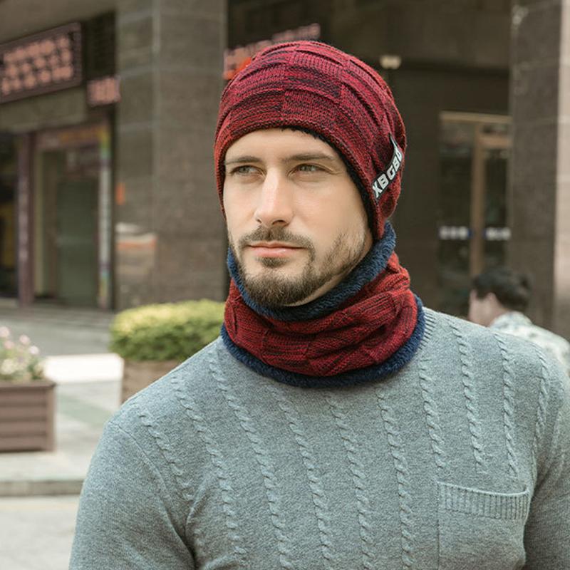 

Winter Beanie Hat Scarf Set Thick Fleece Lined Warm Knit Ski Hats for Men Boy New