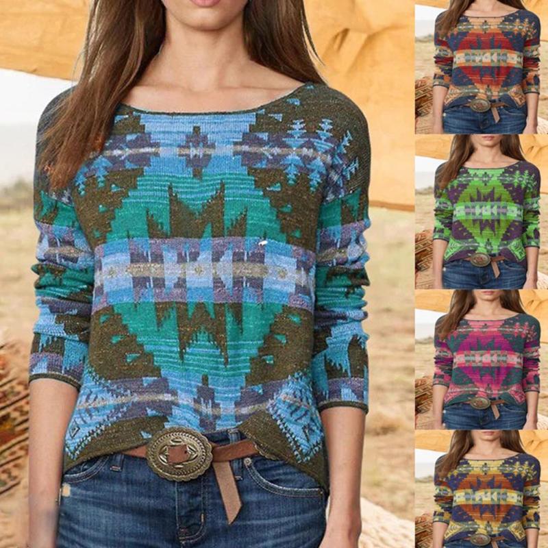 

Digital Print Women Sweaters Long Sleeve O Neck Sweater for Women Early Autumn Thin Sweaters Knitted Pullovers Jumpers, Green