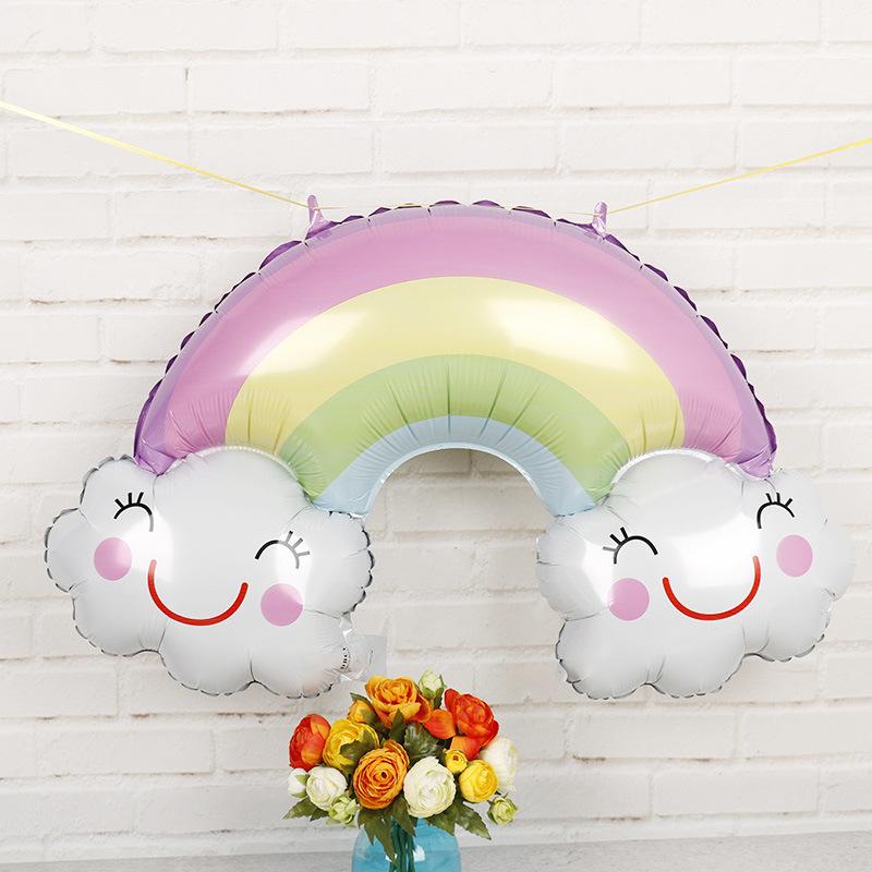 1pcs Summer Party Cartoon Rainbow Smile Blue Cloud Sun Foil Balloon Baby Shower Decoration Globos Wedding Supplies-image-637197456