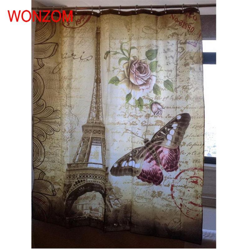 

WONZOM Eiffel Tower Waterproof Shower Curtain Paris Bathroom Decor Scenery Decoration Cortina De Bano 2020 Bath Curtain Gift