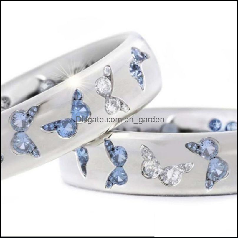 

Cluster Rings Jewelry Fashion Creative Butterfly Colorf Wedding For Women Elegant Mticolor Zircon Glamour Ring Girl Gift Drop Delivery 2021, Golden;silver