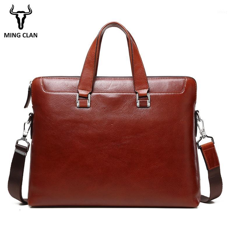 

Mingclan Men Leather Briefcase Office Bags Business Laptop Tote Bag Men's Crossbody Shoulder Bag Men's Messenger Travel Bags1, Tan