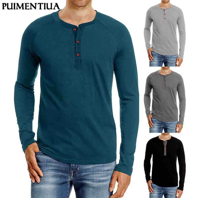 

Spring Autumn Long Sleeve T-Shirt Fashion Men Tee Casual Basic Patchwork Tops for Male Solid Fitness Jogging T-Shirts, Black