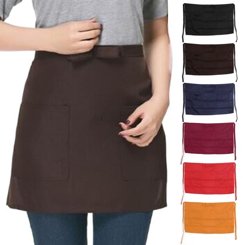 

Half Short Waist Polyester Apron Waitress Waiter With Pocket Kitchen Cafe Pub