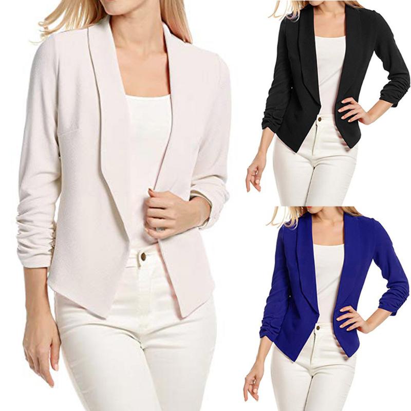 

Women Blazers and Jackets 3/4 Sleeve Blazer Open Front Short Slim Suit Jacket Work Office Coat Female Tops Suit Outwear 2020, Black
