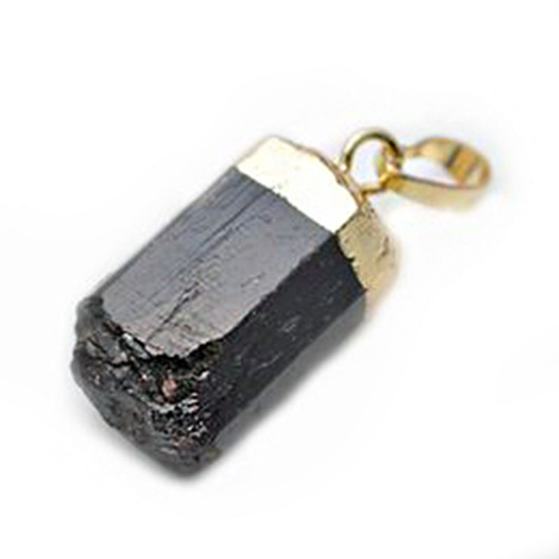 

Popular Natural Black Tourmaline Cylinder Stone Nugget Pendants fit necklce making
