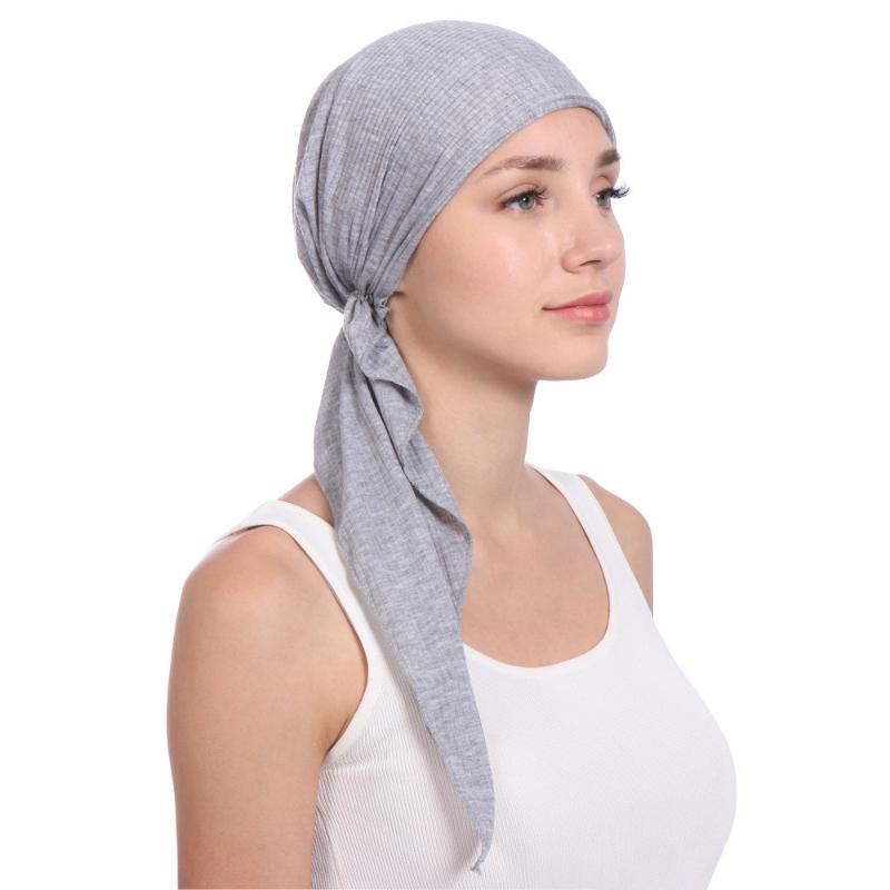 

Women India Beading Muslim Stretch Turban Hat Cotton Hair Tail Head Scarf Hat chapeu feminino Cap Wrap rap Cap Muts En Sjaal
