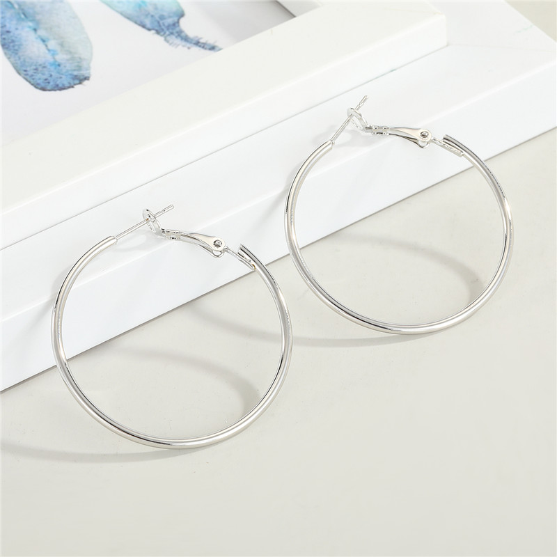 

1pair Hyperbole 40/60mm Big Earrings For Women Smooth Circle Hoop Earring Jewelry