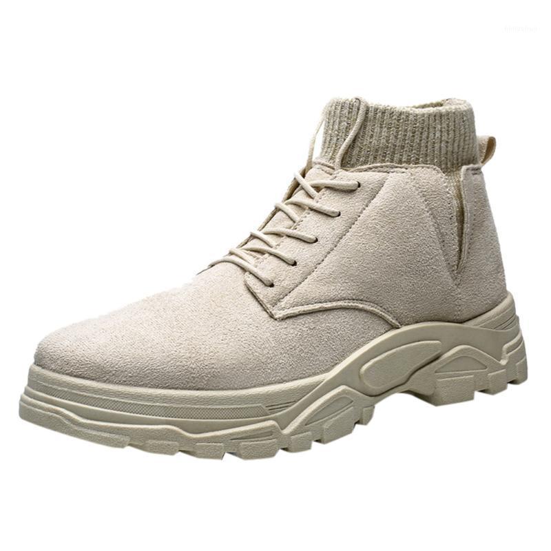 

SAGACE Retro men's boots High-Top Casual Shoes Men Boots Wild Thick-Soled Lace-Up Tooling Shoes Men's Sports Footwear 20201, Ye