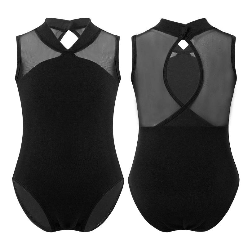

Girls Ballet Dance Leotards 2021 Black Pink Short Sleeve Gymnastics Dancing Wear Kids Elegant Stage Performance Costume
