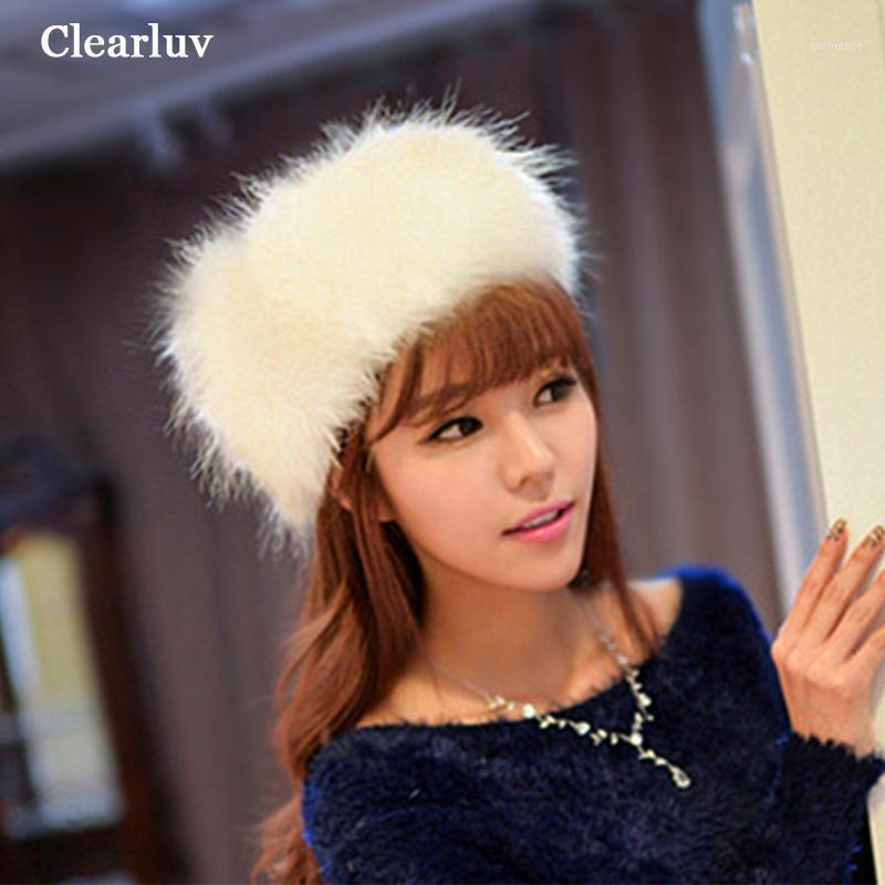 

Autumn and Winter Ladies Furry Russian Mongolian Cap Fashion Idyllic Princess Hat Imitation Fur Plush Warm Bonnet1, White