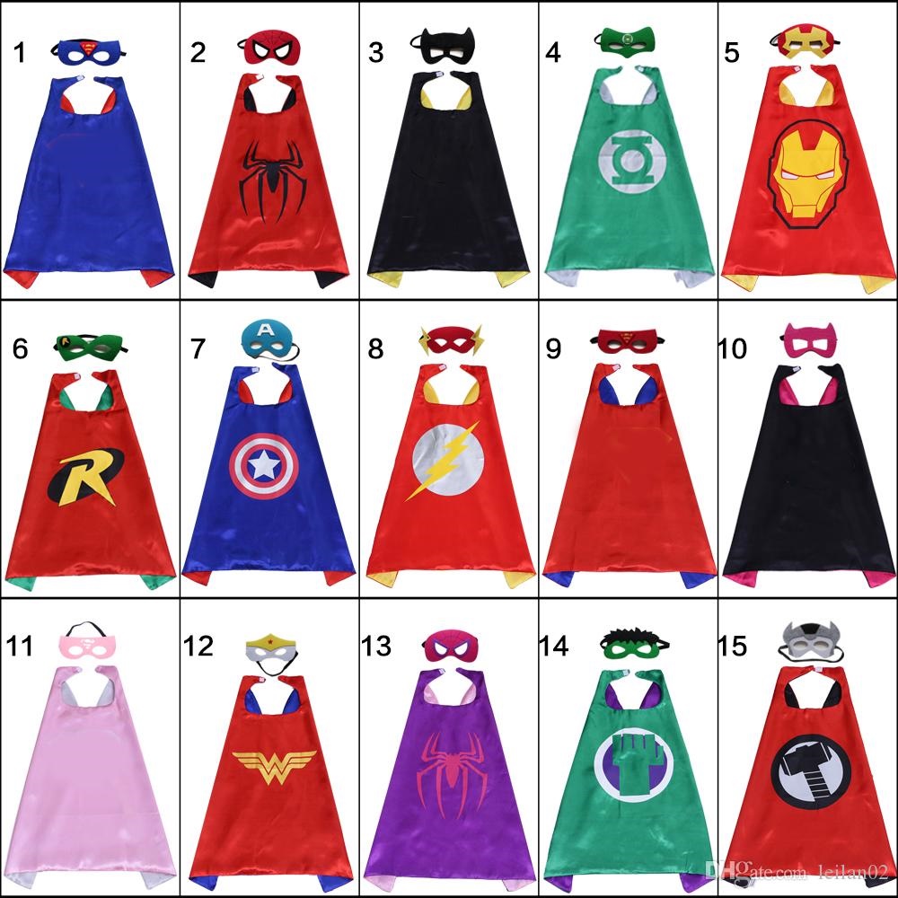 

Double layer cosplay cape mask set for kids 70*70cm Satin Halloween child party favors, Remark your choice