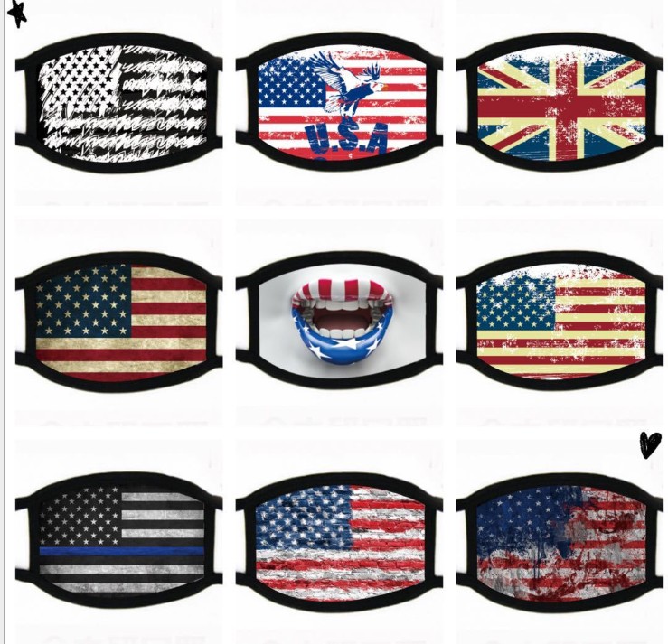

50pc America Flag Masks Black Face Mouth Protective Mask Star stripe pattern Designer cotton cloth Masks