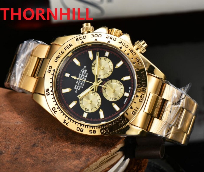 

Top quality Men Watch Full Function Stopwatch Fashion Casual clock Man Full Stainless Steel Luxury Quartz Movement Calendar Gold Bracelet Watches Perfect Gift, As pic