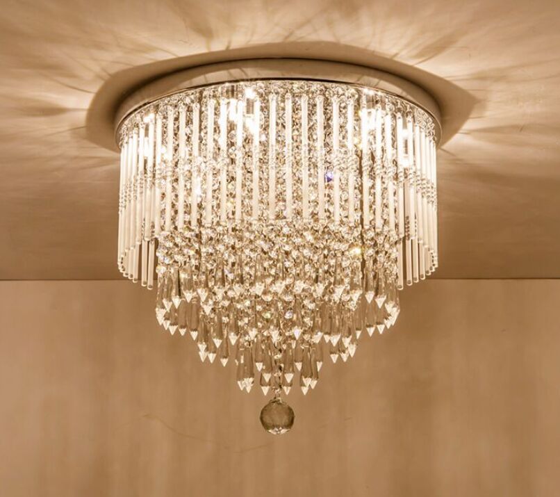 

Modern K9 Crystal Chandelier Lighting Flush mount LED Ceiling Light Fixture Pendant Lamp for Dining Room Bathroom Bedroom Livingroom