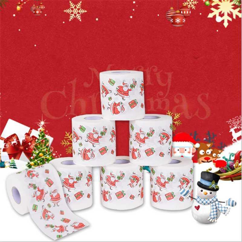 

Merry Christmas 1roll Santa Claus Paper Towel Christmas Gift 2021 New Year Decoration Decoration Bathroom Toilet Paper1