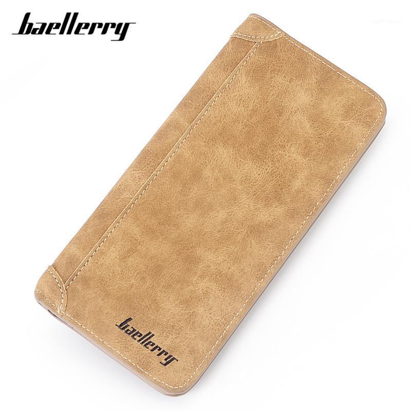 

Baellerry Vintage Style Long Wallet For Men Soft Matte Leather Purse Phone Card Holder Purses Large Capacity Brand Wallets Male1, Brown