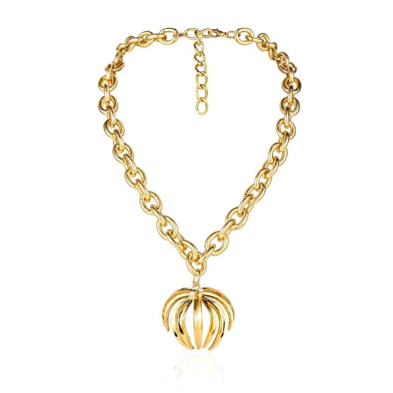 

Pendant Necklaces Baroque Fashion Exaggerated Thick Chain Necklace Geometric Link Women Bohemian Statement Jewelry Miss Collier Gift