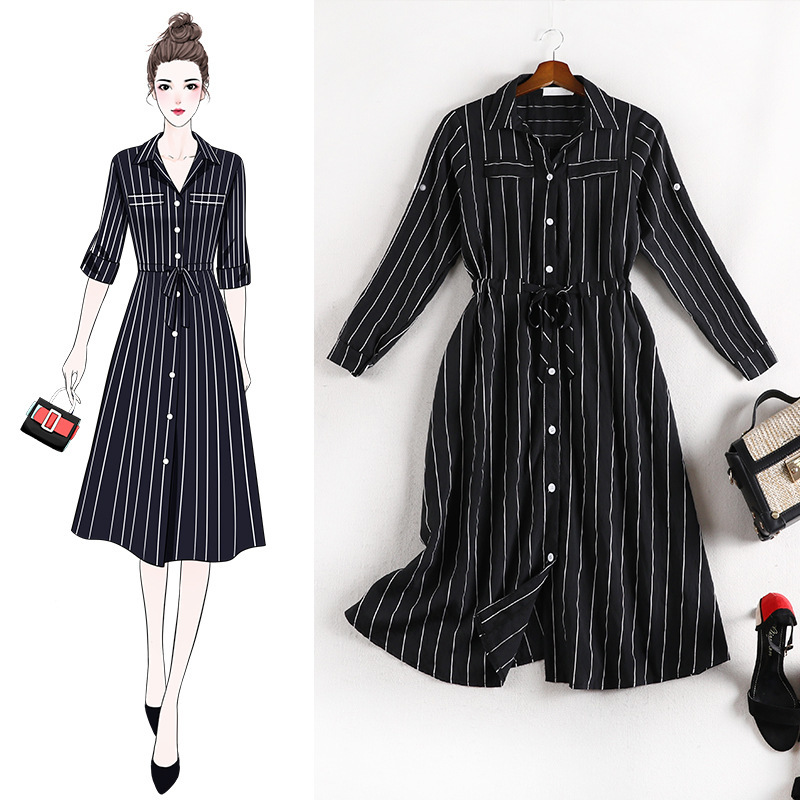 

Younger Sister M2021 Season List Word Thin Woman Chiffon Shirt Dress 10673 78mt, Black