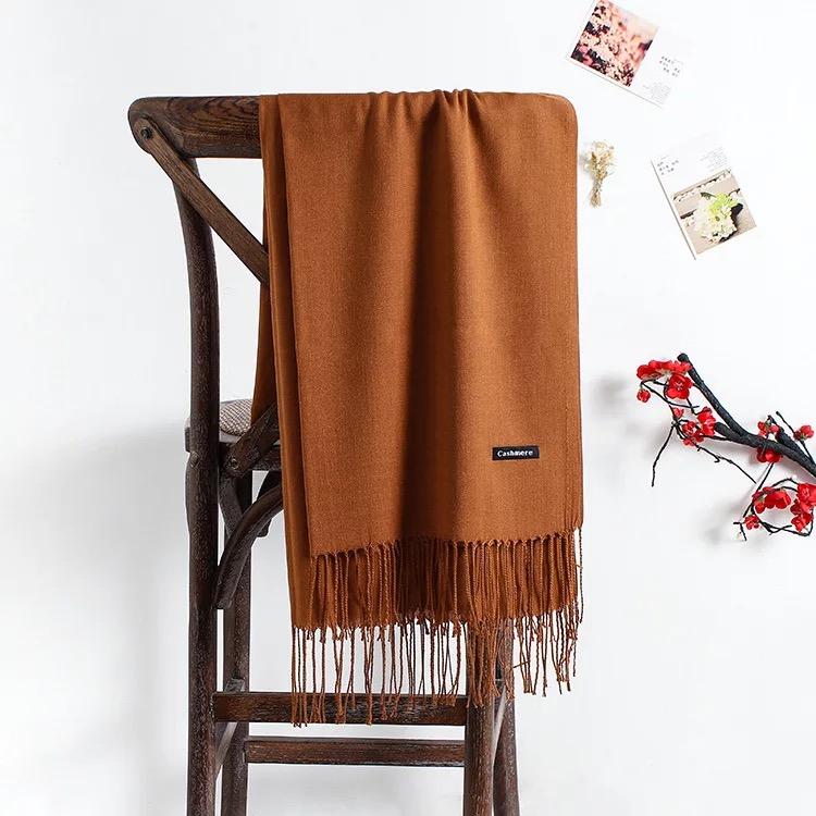 

women classic solid cashmere shawl men autumn winter comfortable wool scarves hijab large wrap female muffler headcloth