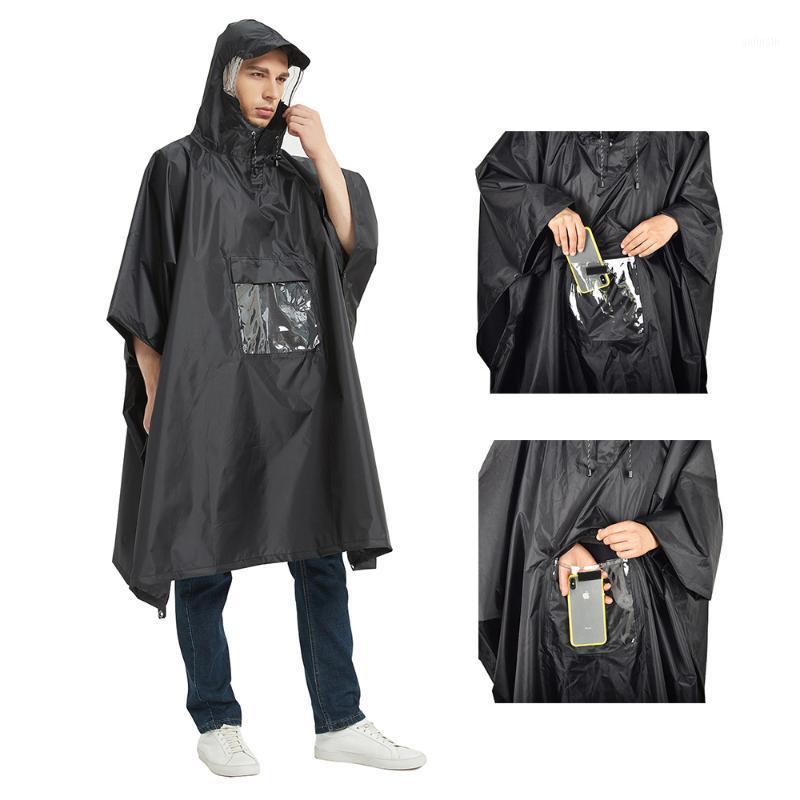 

TOMSHOO Multifunctional Lightweight Hooded Rain Poncho Raincoat for Men Women Outdoor Hiking Cycling Camping Mat Canopy Shelter1, Black