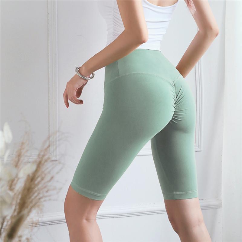 

NO CAMEL TOE Scrunch Gym Athletic Sports Long Shorts Women High-Rise Plain Skin-Friendly Yoga Fitness Workout Shorts, Black