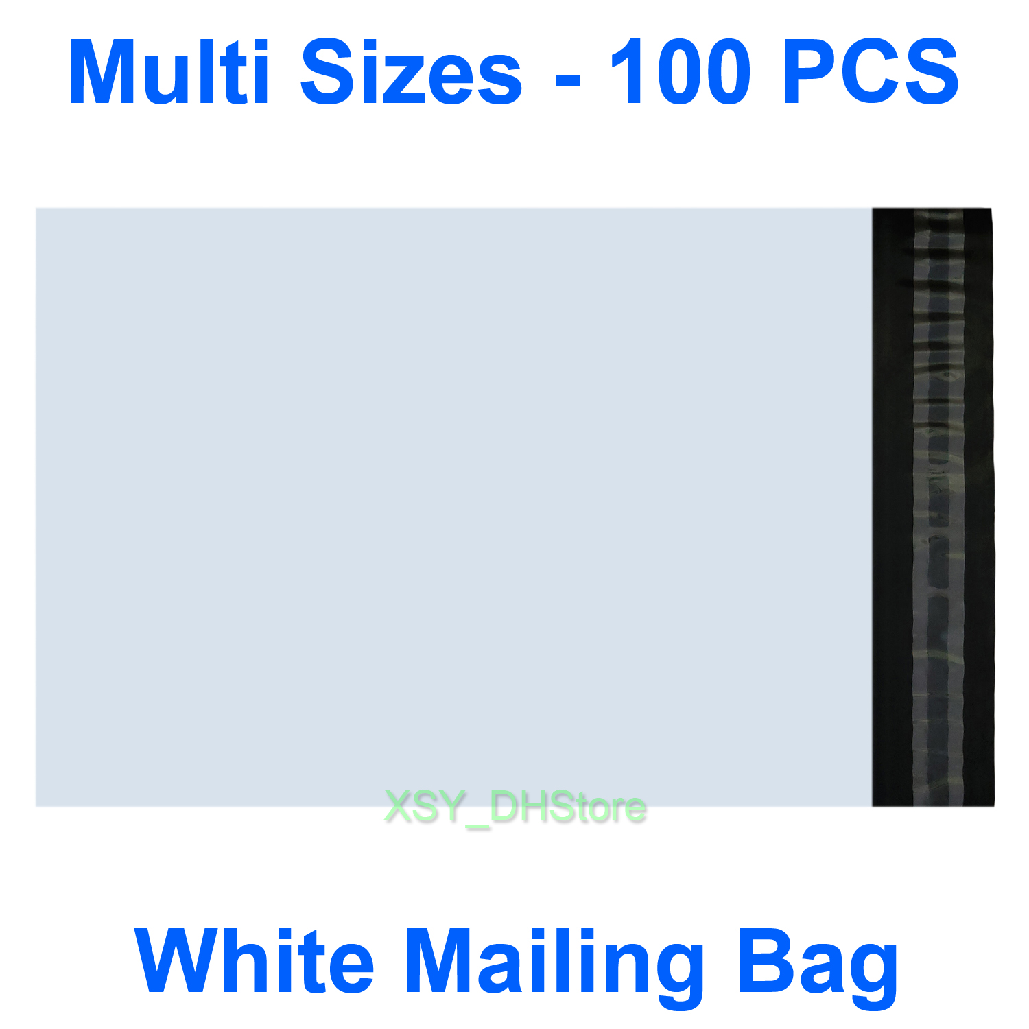 100 PCS Multi Sizes White Poly Mailing Bags Non-Padded Envelopes Mailers (110mm - 305mm) x (180mm - 400mm) (4.3" to 12") * (7" to 16&