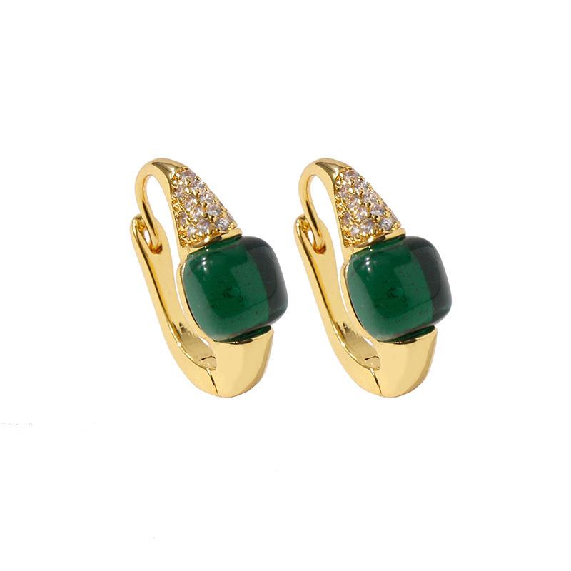 

High Quality Gold Silver Color Candy Style Earring 8 Kinds Of Color Crystal Hoop Earrings For Women Fashion Jewelry LE005