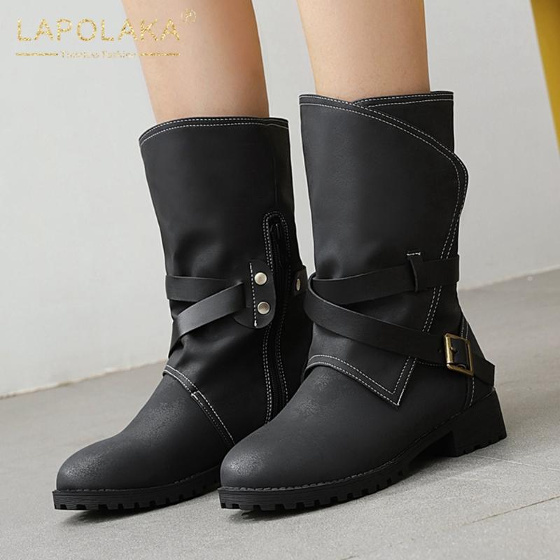 

Brand New Large Sizes 46 Fashion Chunky Heels Leisure Cosy Vintage Western Boots Female Winter Women Shoes Footwear, Black