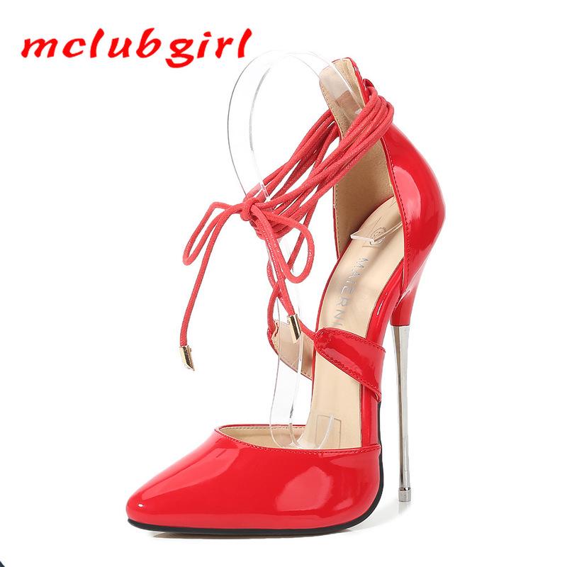 

Mclubgirl Sexy High Large Super High Heel Strap Hollow Heel Shoes Provided By Shoes Manufacturer Sexy Pumps WZ, Pink